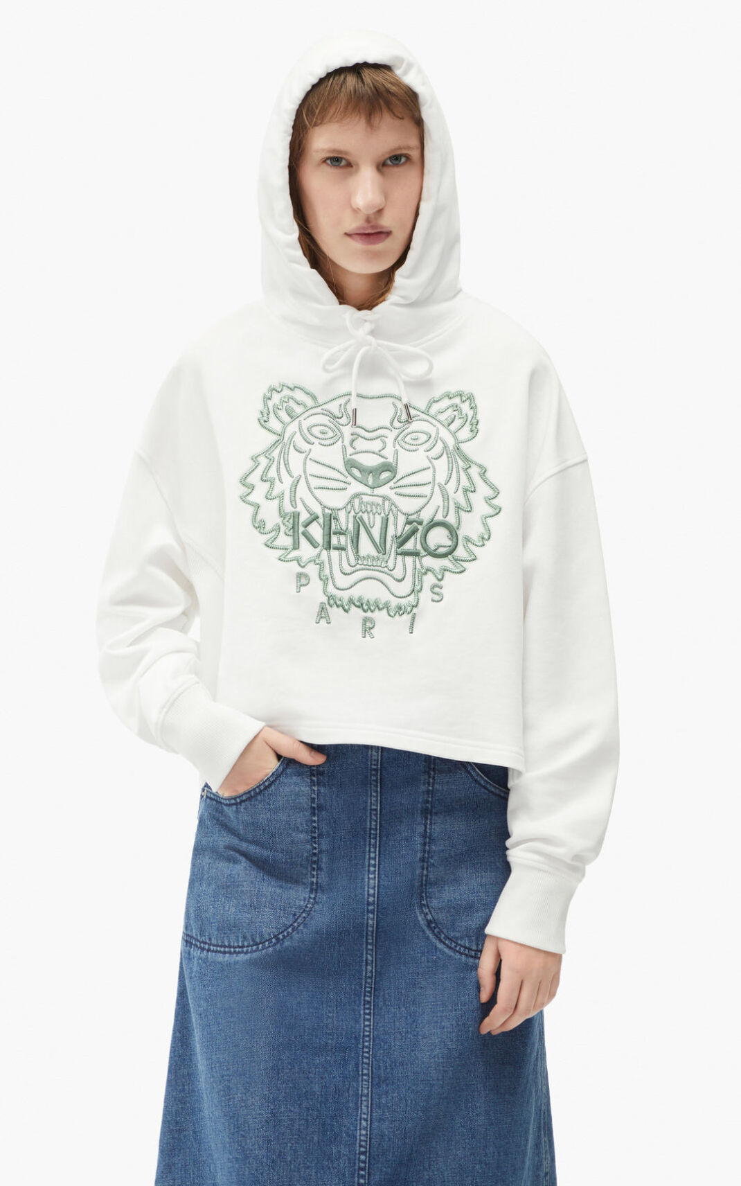 Sweat A Capuche Kenzo Tiger boxy Femme Blanche | NSZL-73615